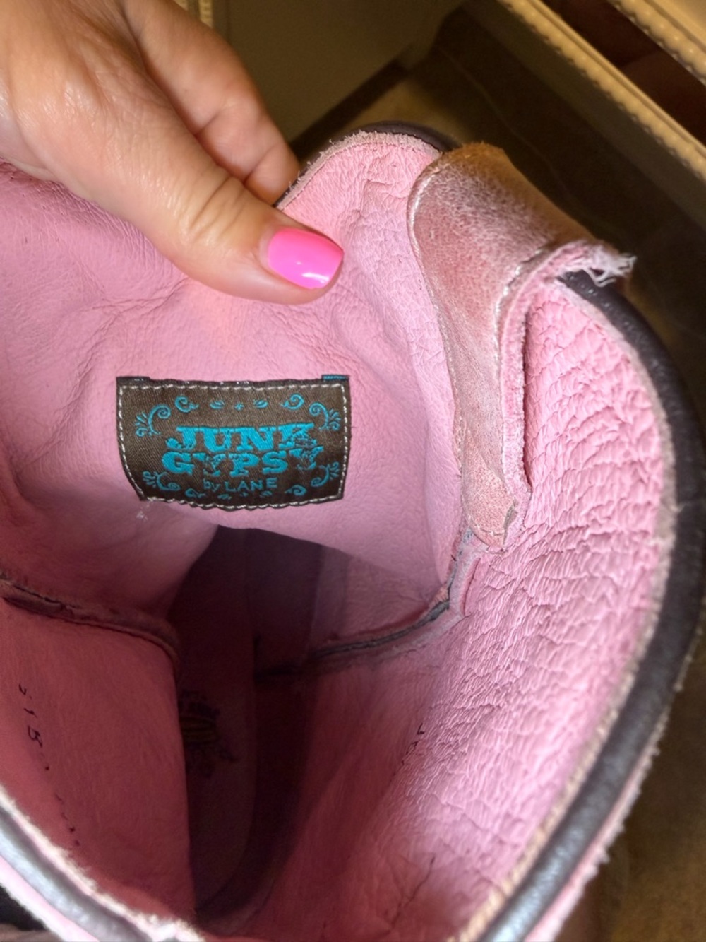 Junk Gypsy Distressed Pink Embroidered Cowgirl Boots - Picture 3 of 4
